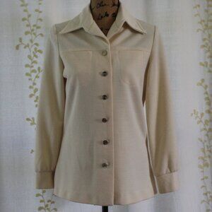 Vintage Graff Californiawear Butter Yellow Pant Button Shirt Suit Set Women's S